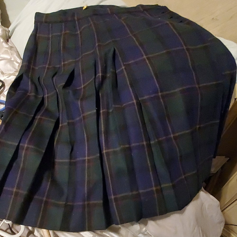 Plaid, pleated wrap skirt